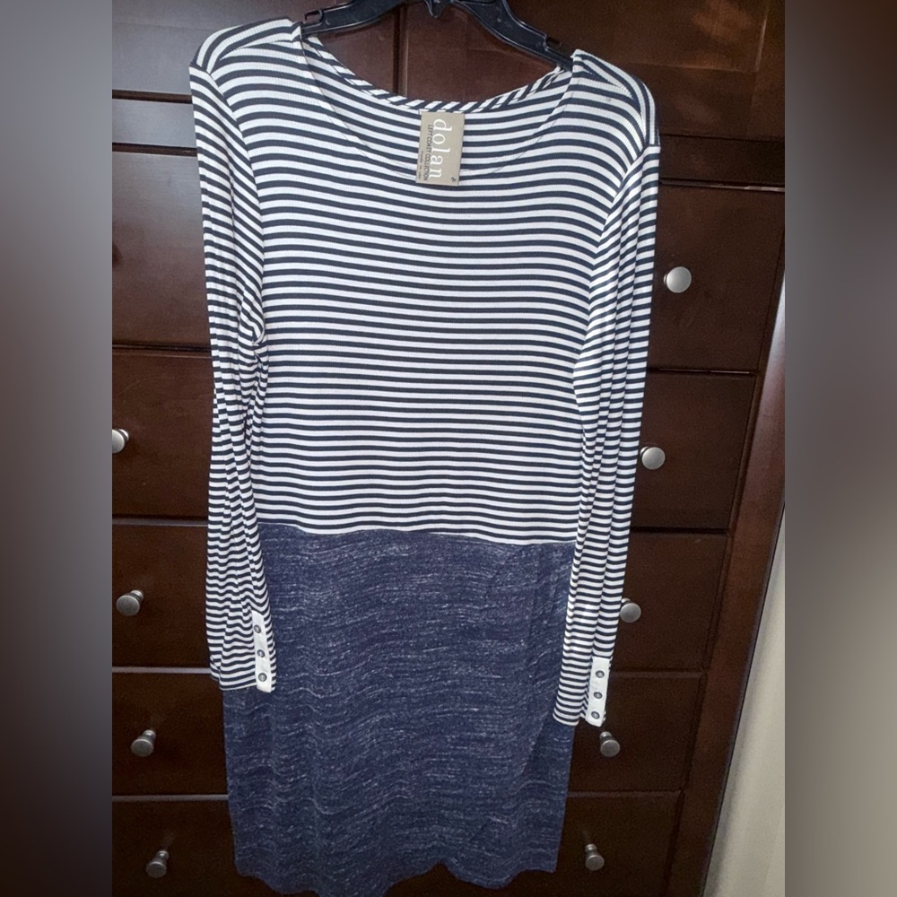 Dolan Navy and White Striped Dress